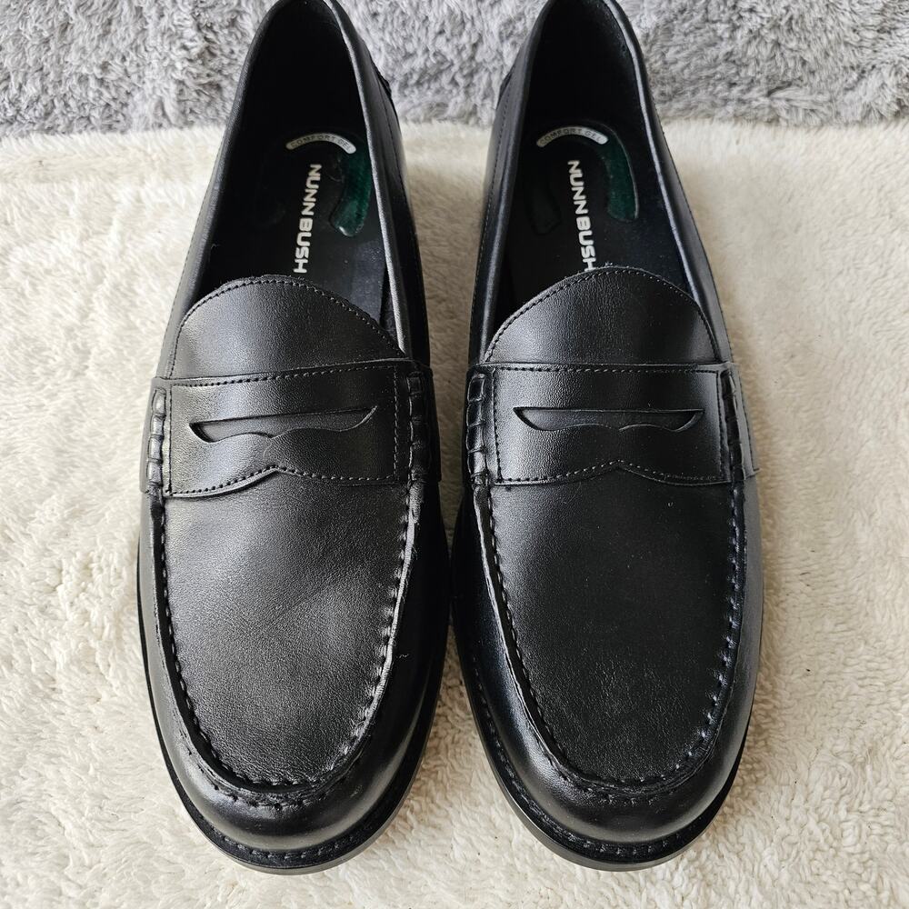 NEW Nunn Bush Men's‎ Noah Moc Toe Penny Loafers Leather Shoes Size 11.5M Black